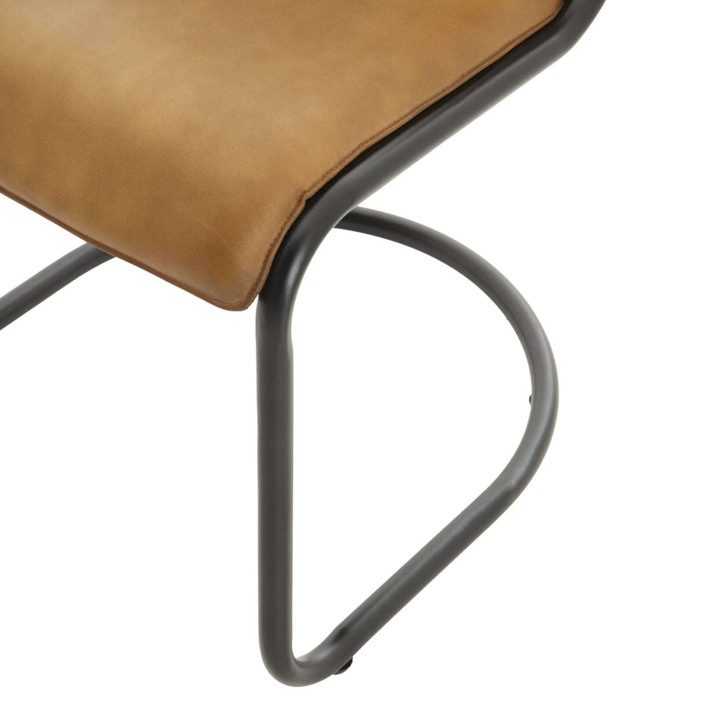 Billy Curved Brown Leather Dining Chair