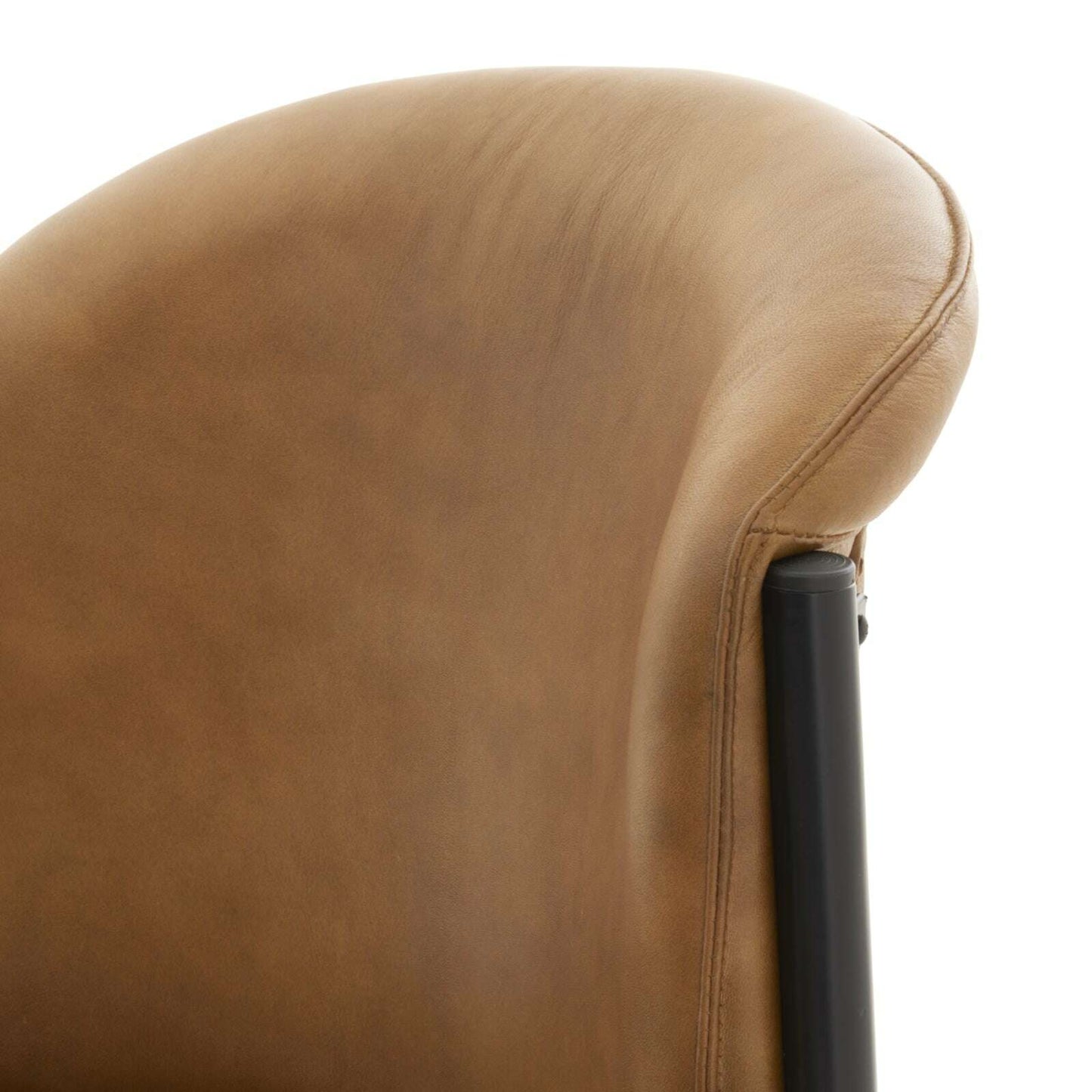 Billy Curved Brown Leather Dining Chair