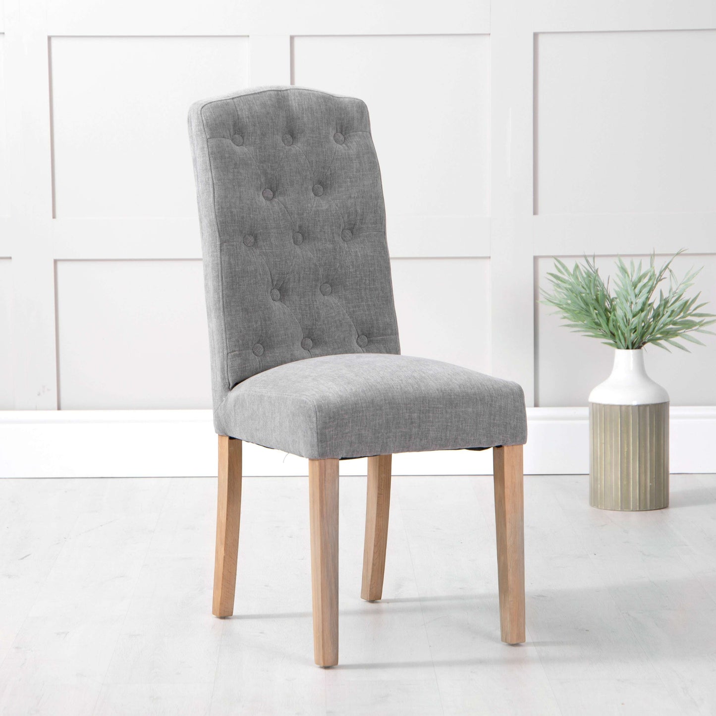 Button Back Grey Dining Chair