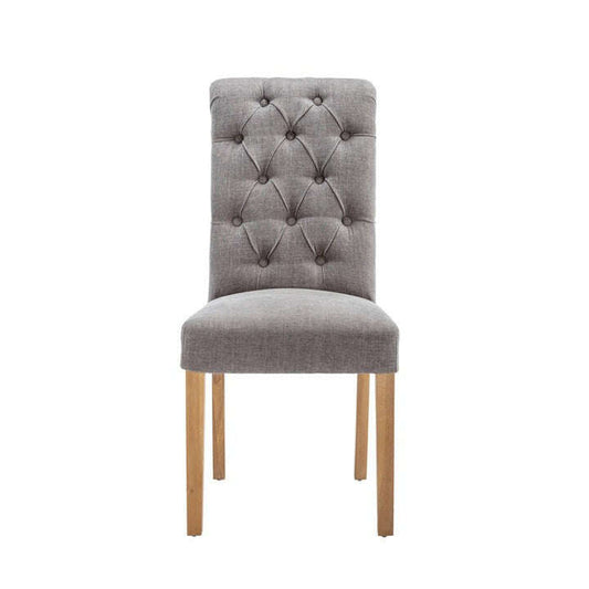 Button Back Scroll Top Grey Dining Chair