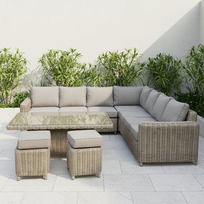 Amalfi Outdoor Large Corner Set With Riser Table + 2 Stools