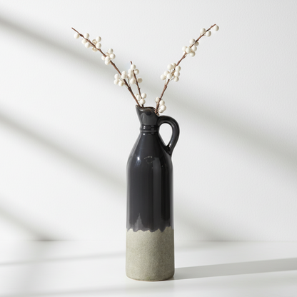 Decorative Tall Navy Stoneware Jug