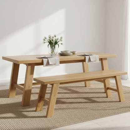Deluxe Solid Oak Standard Dining Bench