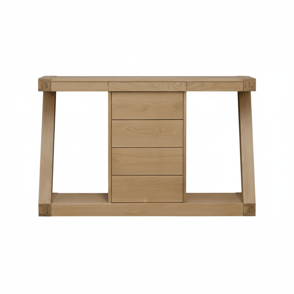 Z Solid Oak Wide Drawer Console Table