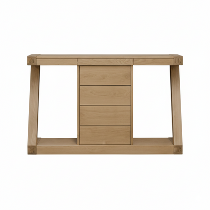 Z Solid Oak Wide Drawer Console Table