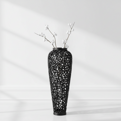 Black Cast Lattice Vase