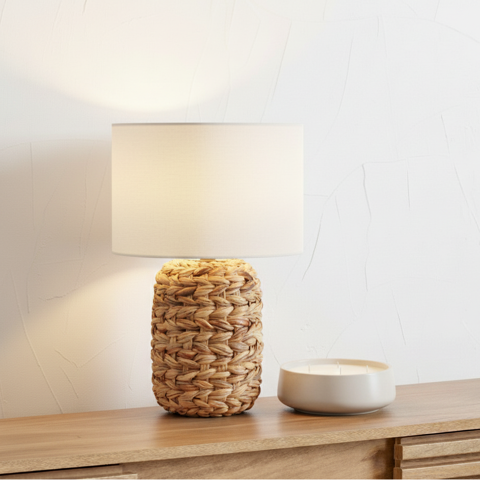 Zadi Water Hyacinth Natural Plaited Tall Table Lamp
