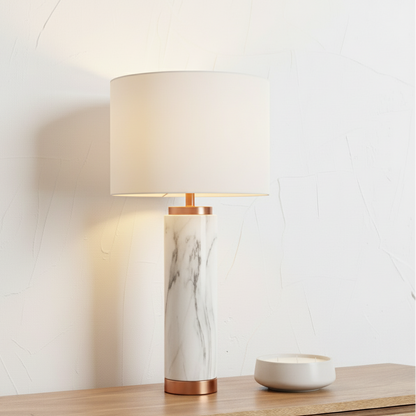 Carrara Ceramic Marble Effect Tall Table Lamp