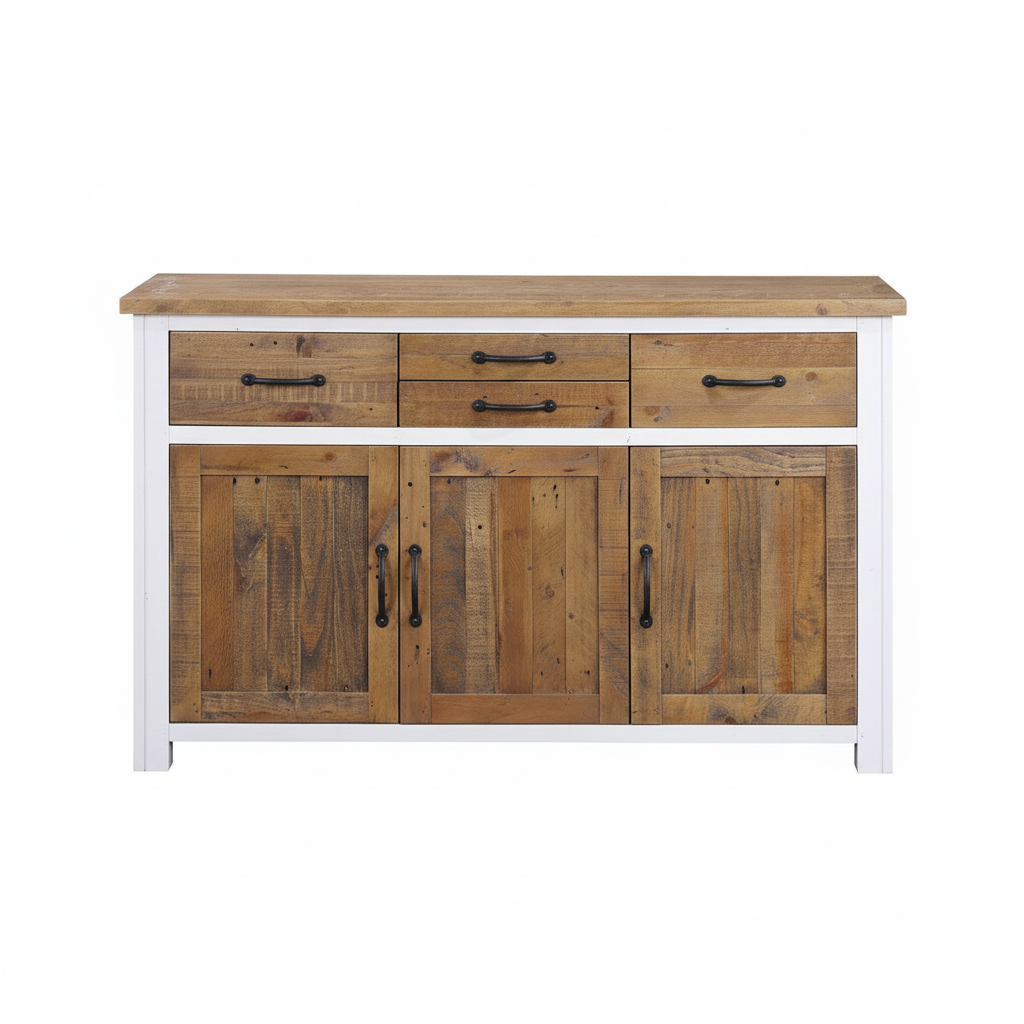 Splash of White Reclaimed Wood 3 Door Sideboard