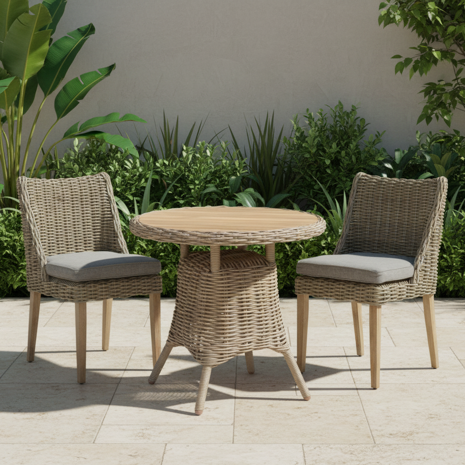 Amalfi Outdoor Bistro Table With Wood Top