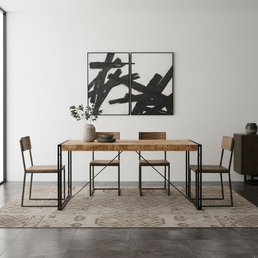Cosmo Industrial Metal & Reclaimed Wood Dining Table