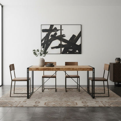 Cosmo Industrial Metal & Reclaimed Wood Dining Table