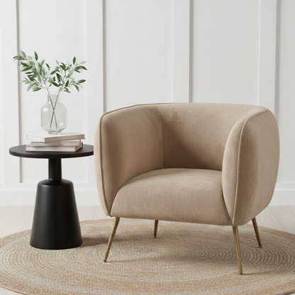Lucca Velvet and Metal Armchair