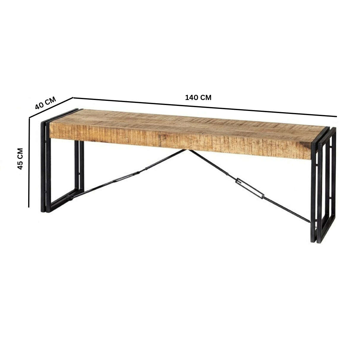 Cosmo Industrial Metal & Reclaimed Wood Dining Bench