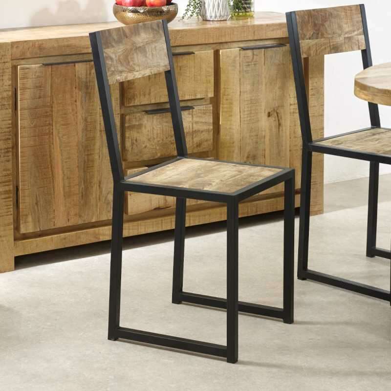 Cosmo Industrial Metal & Reclaimed Wood Dining Chair (Set of 2)