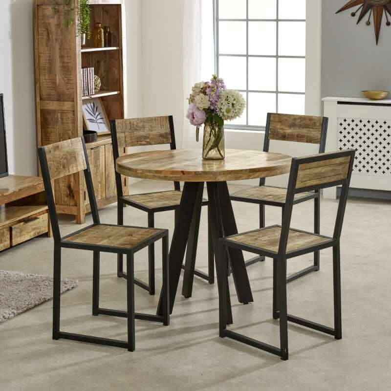 Cosmo Industrial Metal & Reclaimed Wood Dining Chair (Set of 2)