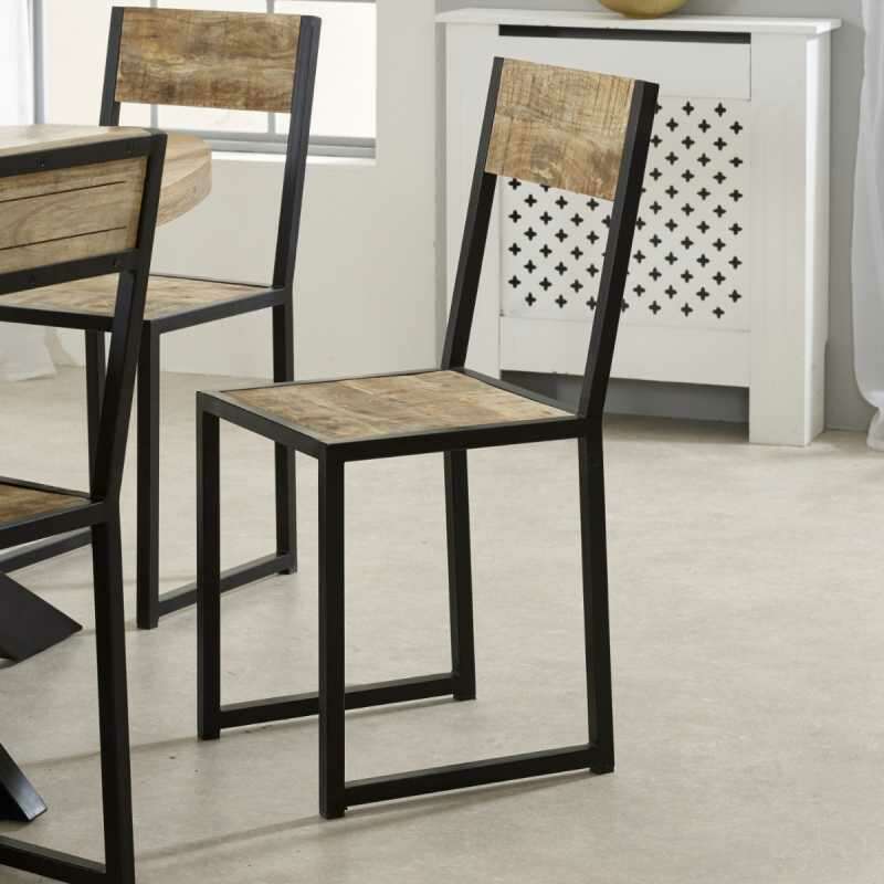 Cosmo Industrial Metal & Reclaimed Wood Dining Chair (Set of 2)