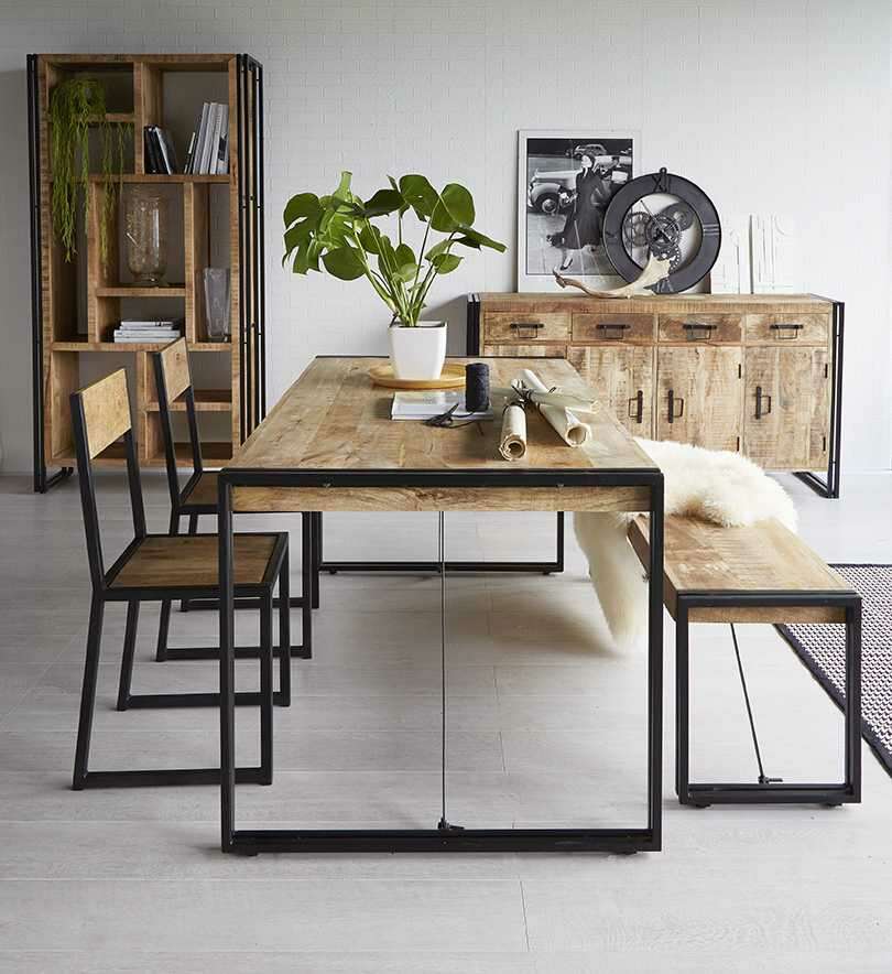 Cosmo Industrial Metal & Reclaimed Wood Dining Table