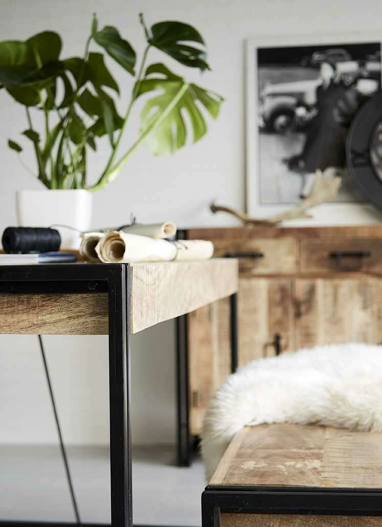 Cosmo Industrial Metal & Reclaimed Wood Dining Table