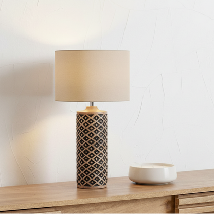 Orissa Wooden Tall Diamond Table Lamp