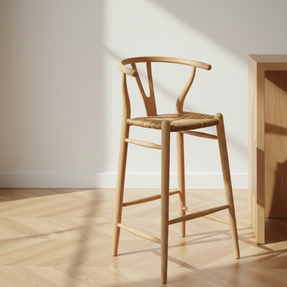 Wishbone 76cm Woven Bar Stool