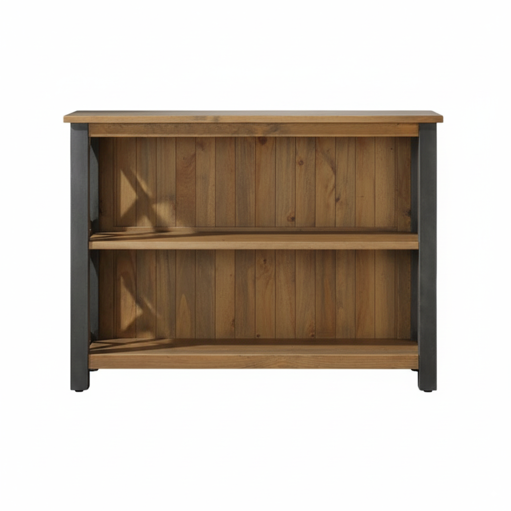 Urban Elegance Reclaimed Low Bookcase – Solid Wood & Steel Frame ...