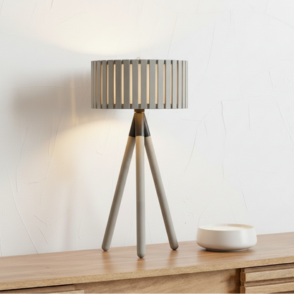 Rabanne Slatted Pine Wood Tripod Table Lamp