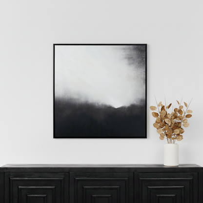 Square Canvas Monochrome Abstract with Black Frame
