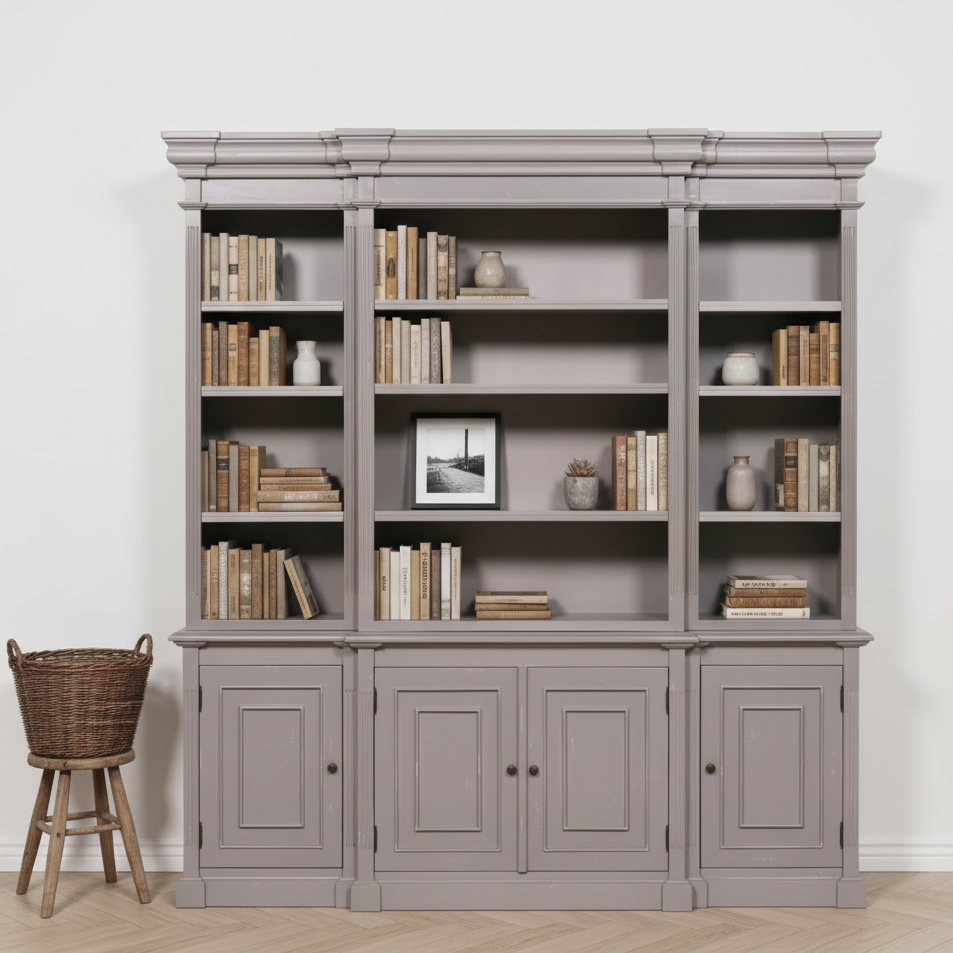 Elden Distressed Mahogany Bookcase Display Cabinet