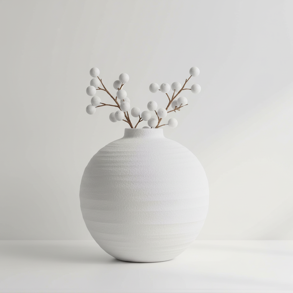 Tiber Ceramic Matte White Large Vase
