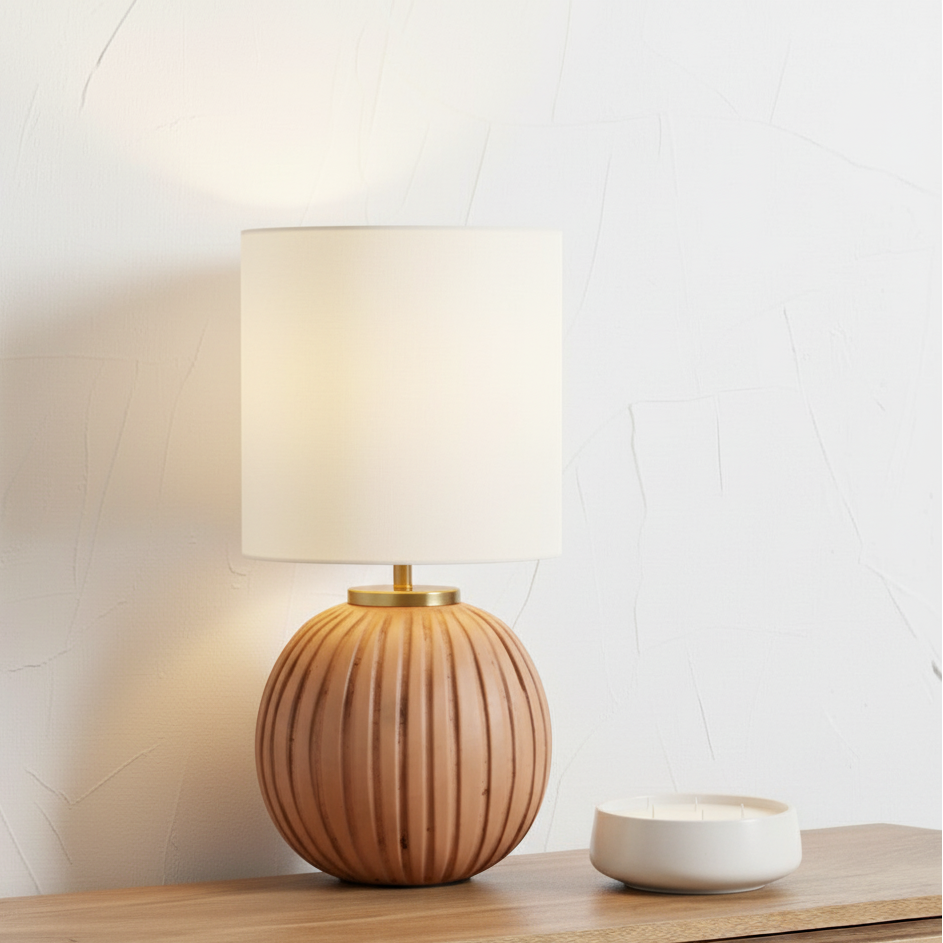 Ezekiel Terracotta Textured Ball Table Lamp