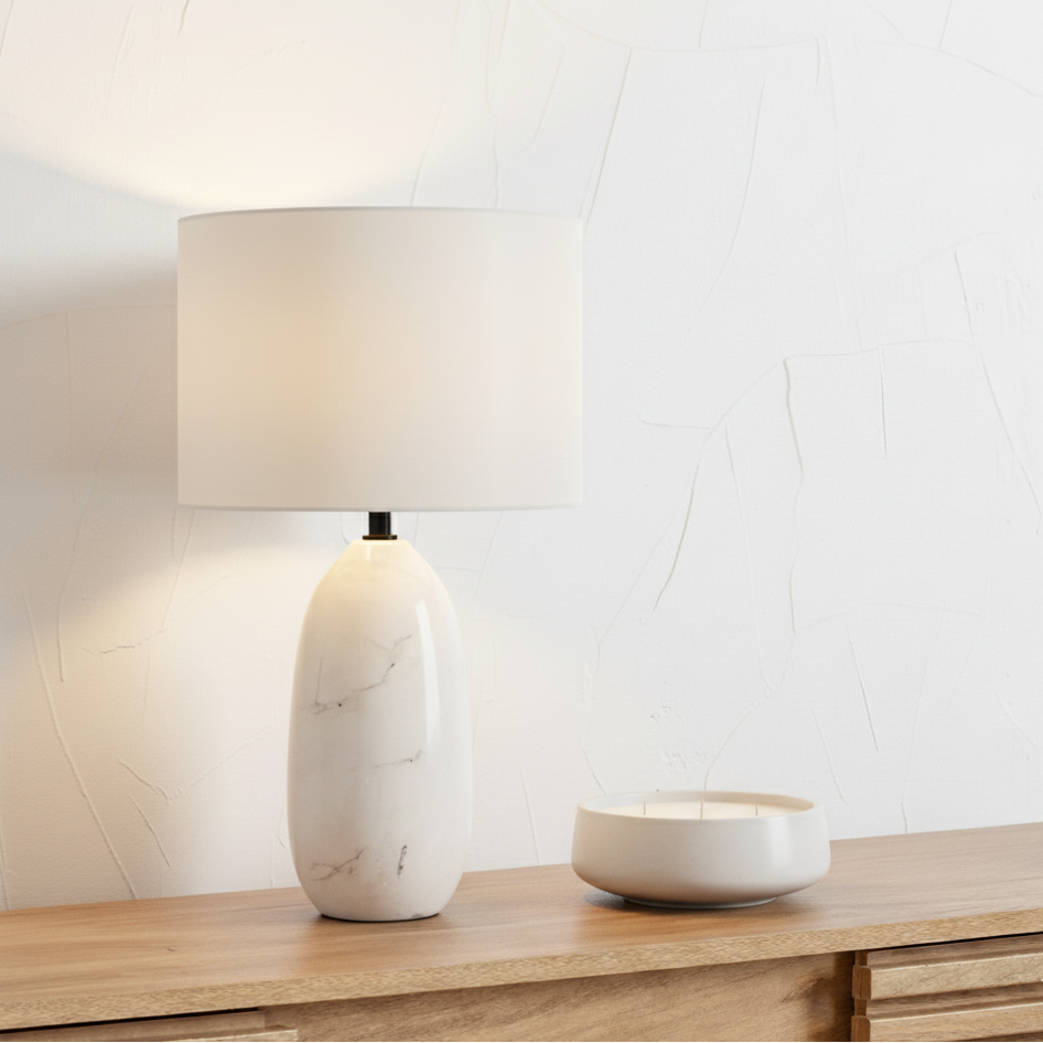 Ceramic Erika White Vintage Textured Table Lamp