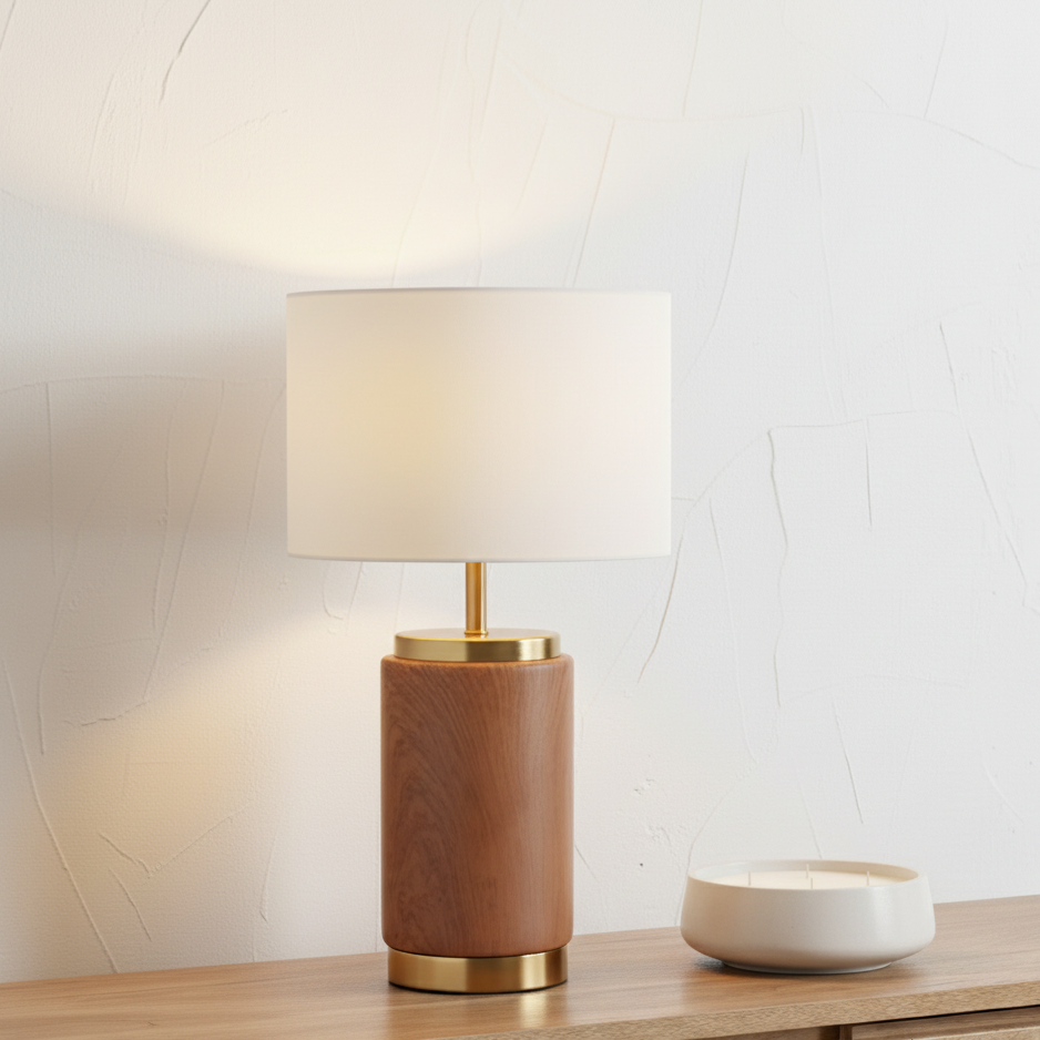 Carrara Ceramic Wood Effect Table Lamp