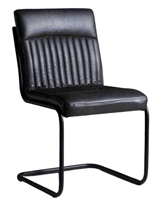 Dark Grey Leather Dining Chair (Set of 2)