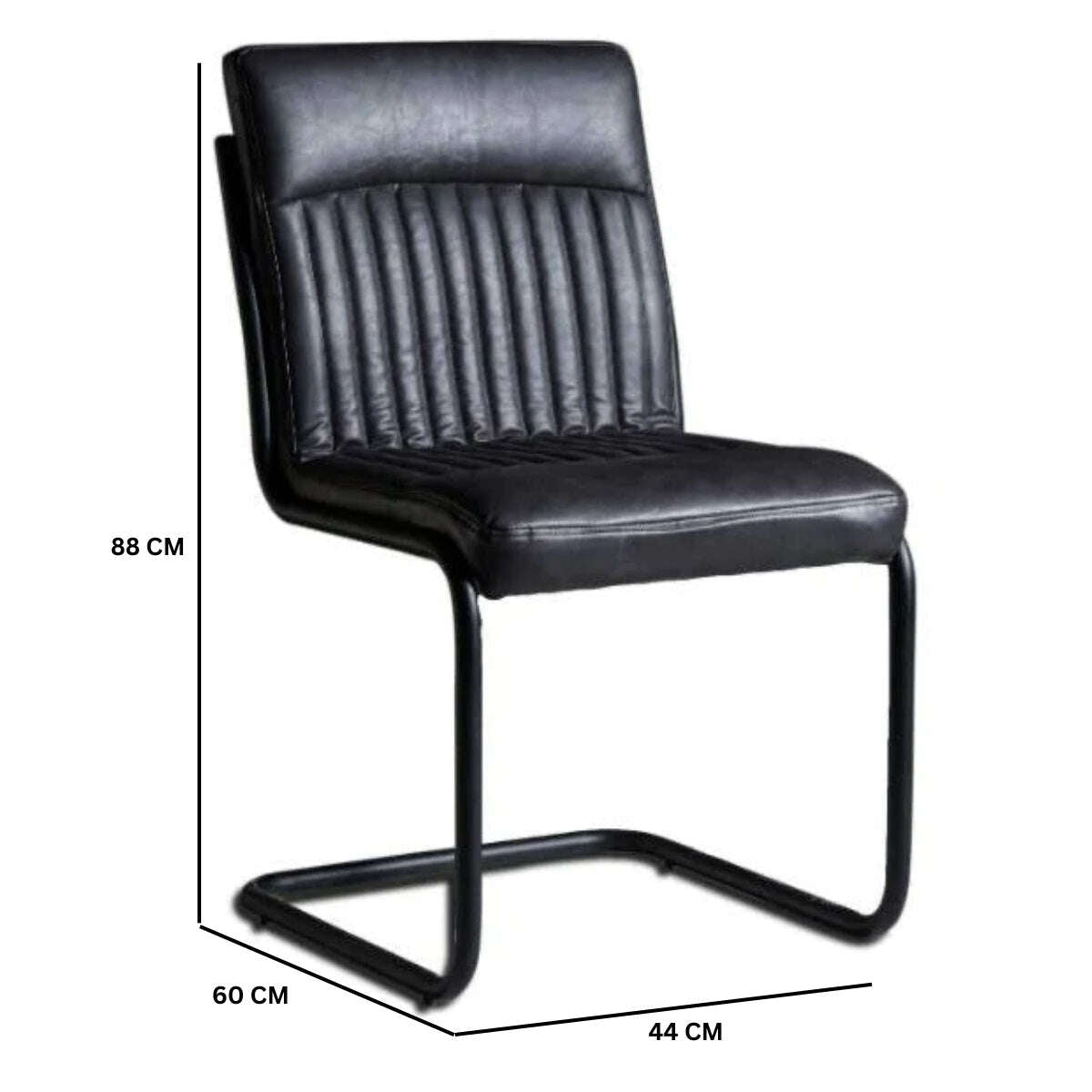 Dark Grey Leather Dining Chair (Set of 2)