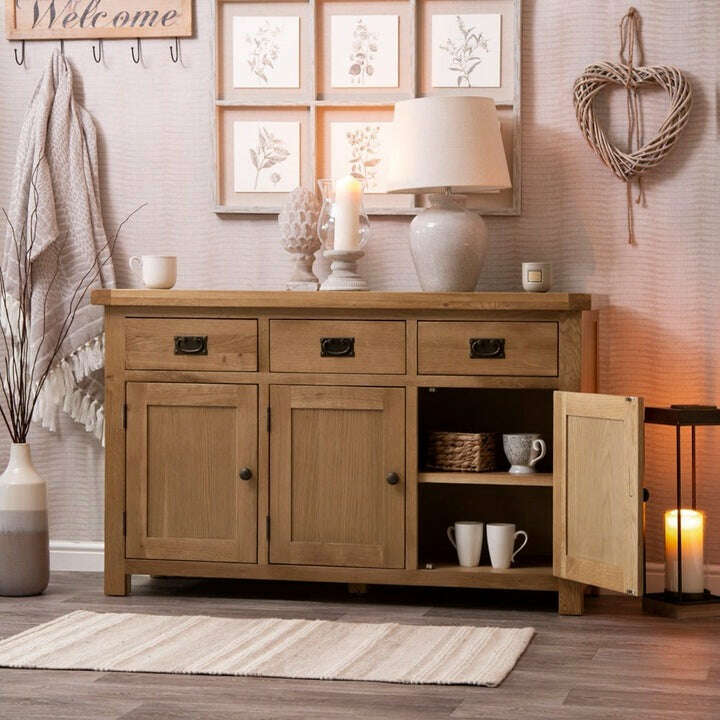 Dewsbury Oak 3 Door Sideboard