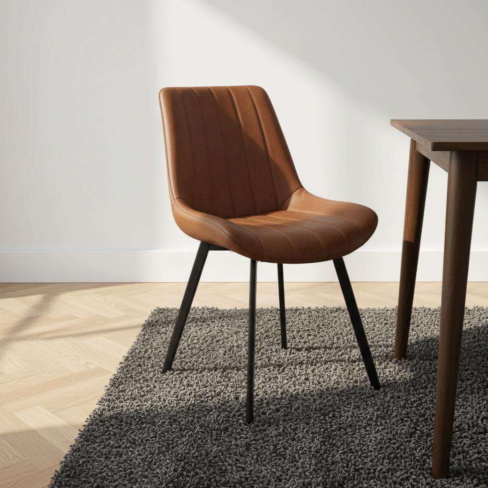 Malmo Tan Brown Leather Dining Chair