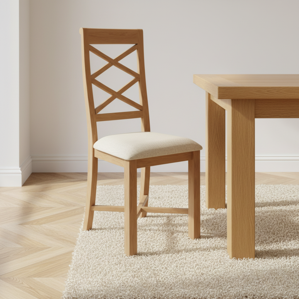 Oakmere Double Cross Back Dining Chair - Fabric Seat