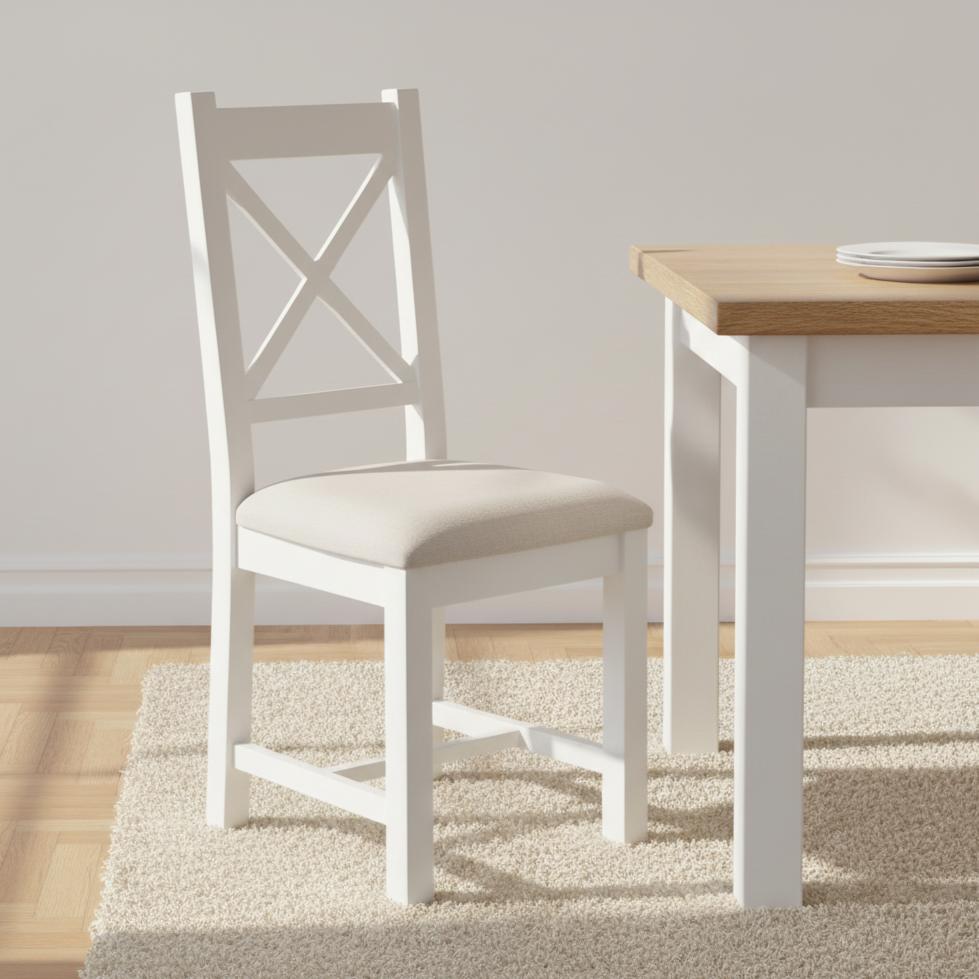 Marlborough White Oak Fabric Seat Dining Chair