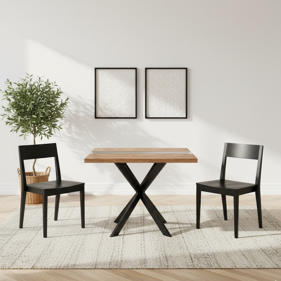 Live Edge Acacia Wood Square River Dining Table