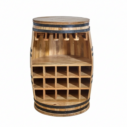 Surrey Solid Dark Wood Barrel Wine Rack