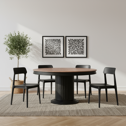 Silas 150cm Round Black Mango Wood Dining Table