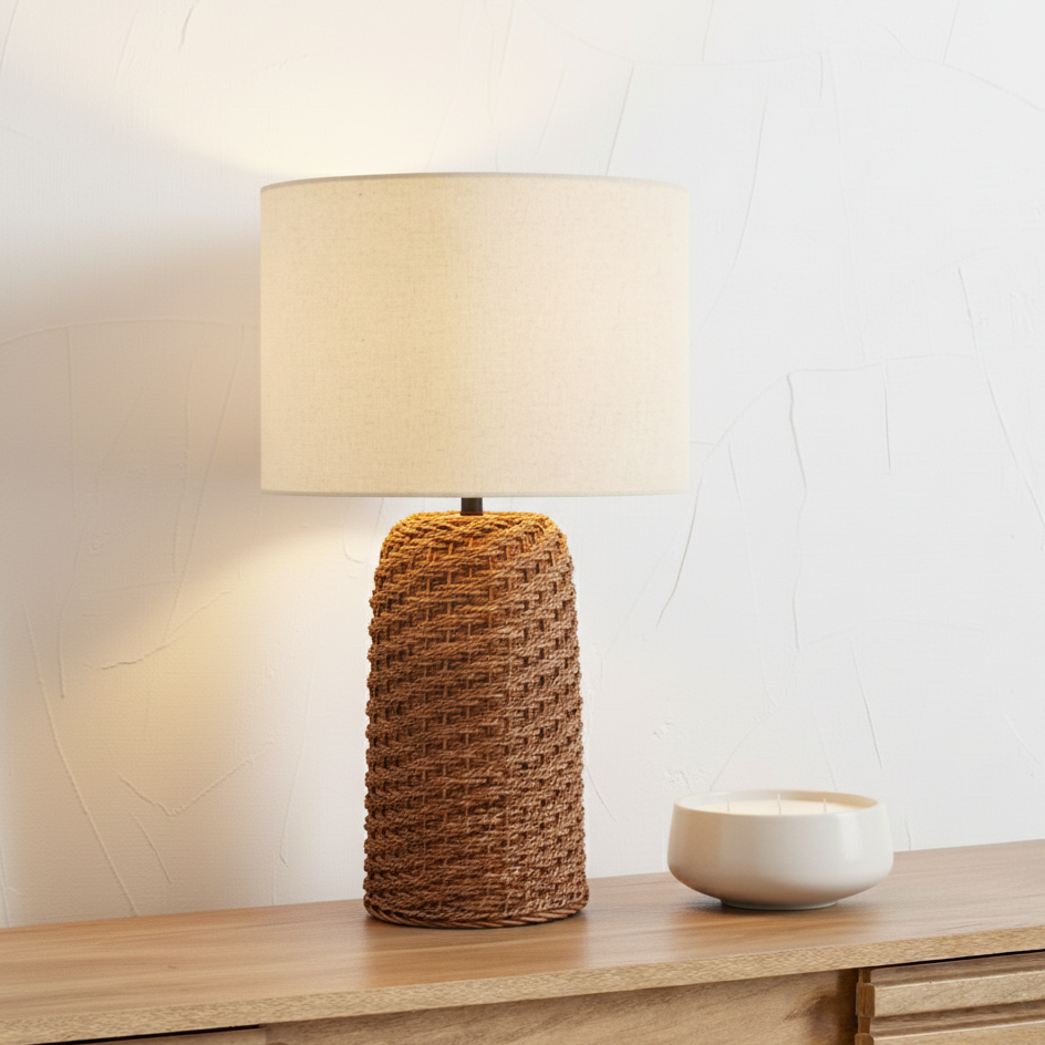 Andros Seagrass Brown Woven Table Lamp