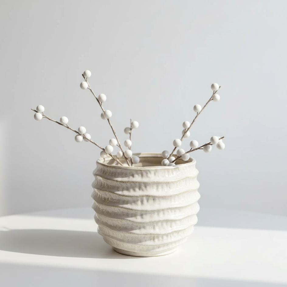 Pallida Ridged Pot Vase