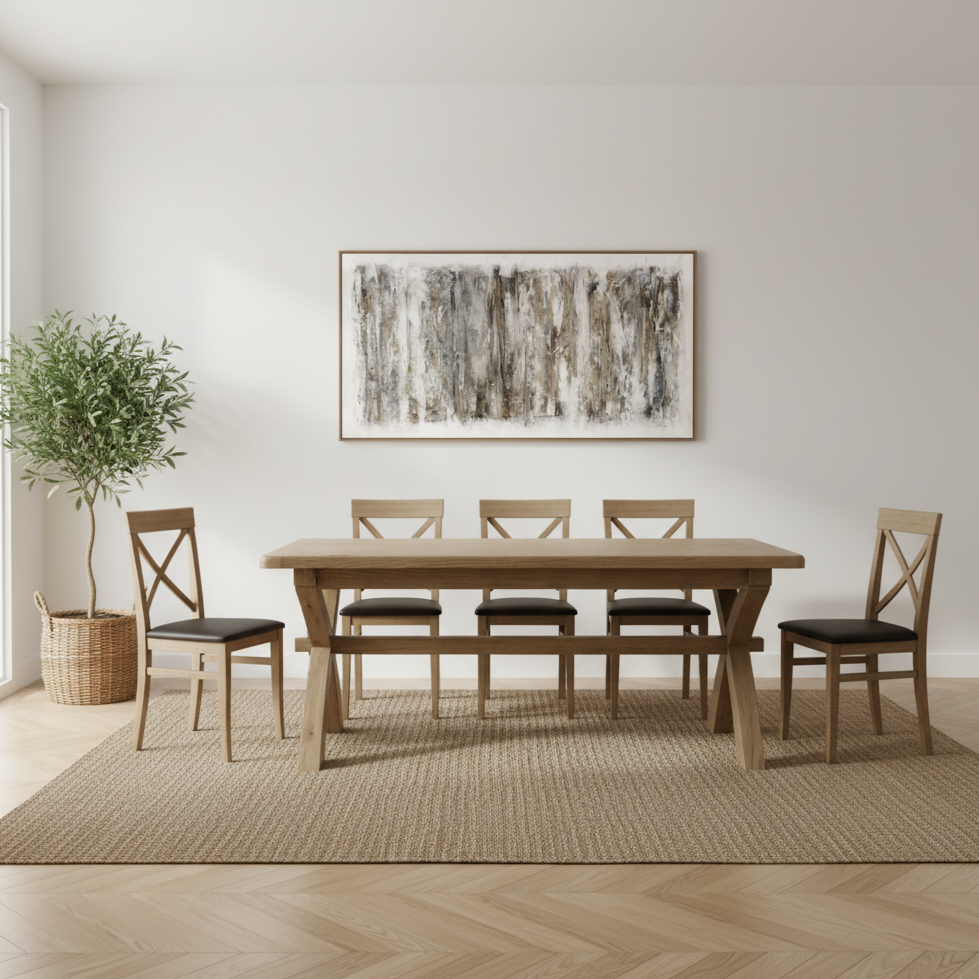 Eaton Country Oak X-Leg Dining Table
