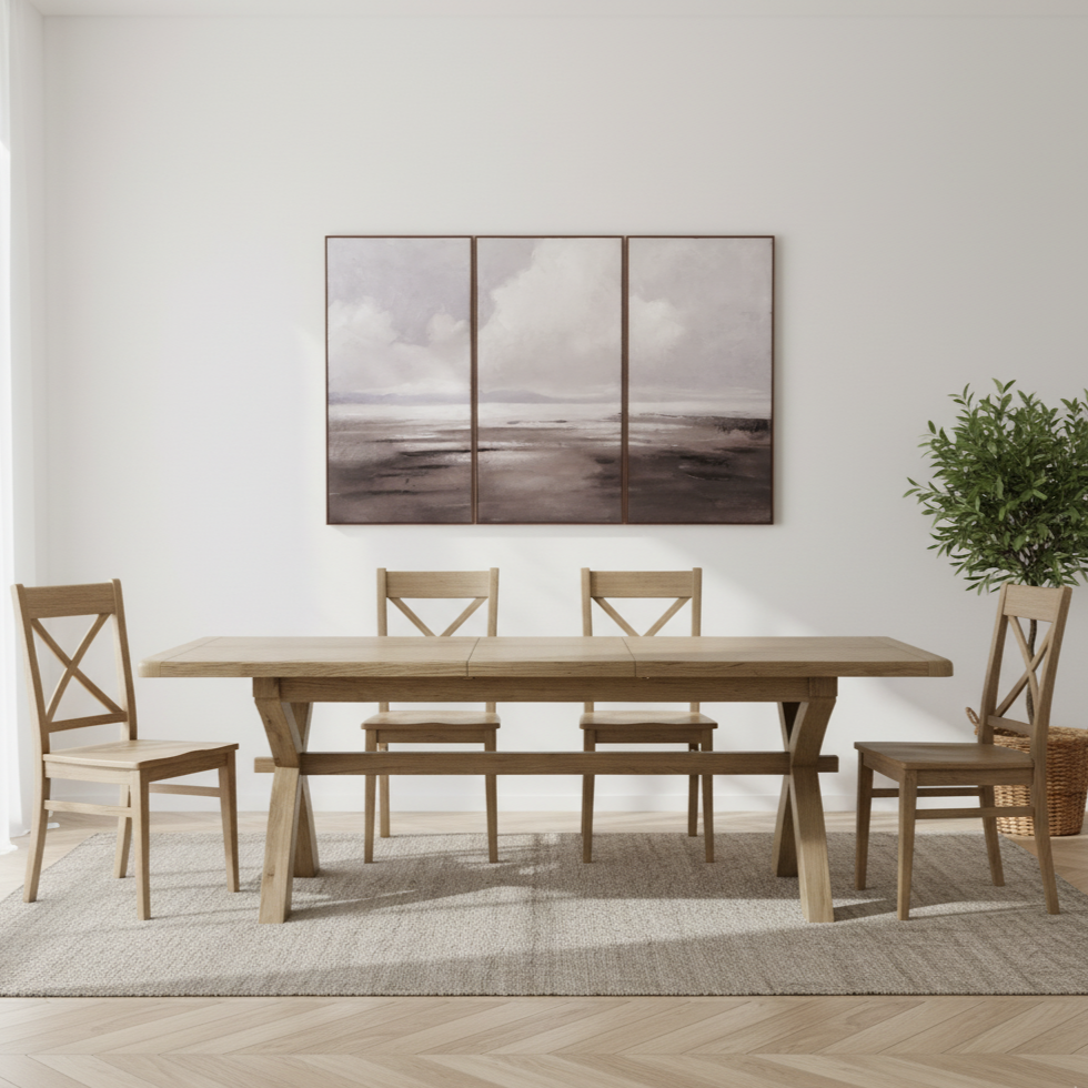 Eaton Country Oak X-Leg Extendable Dining Table