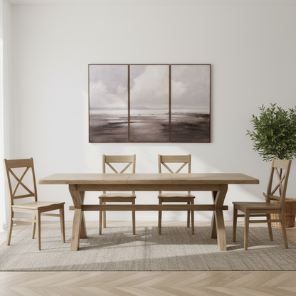 Eaton Country Oak X-Leg Extendable Dining Table