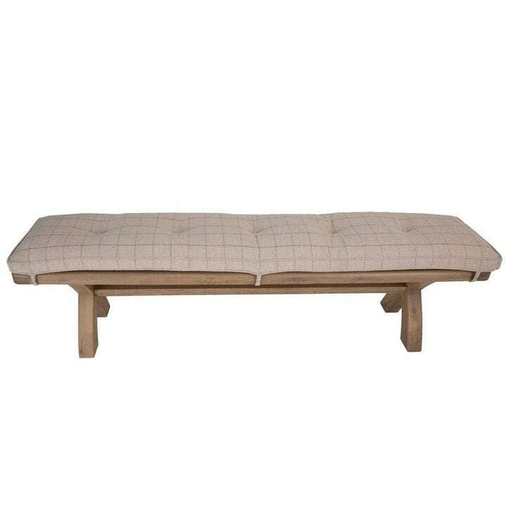 Eaton Country Oak 2.0m Beige Check Bench Cushion