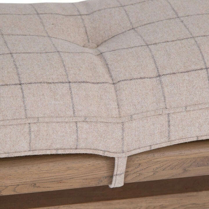 Eaton Country Oak 2.0m Beige Check Bench Cushion
