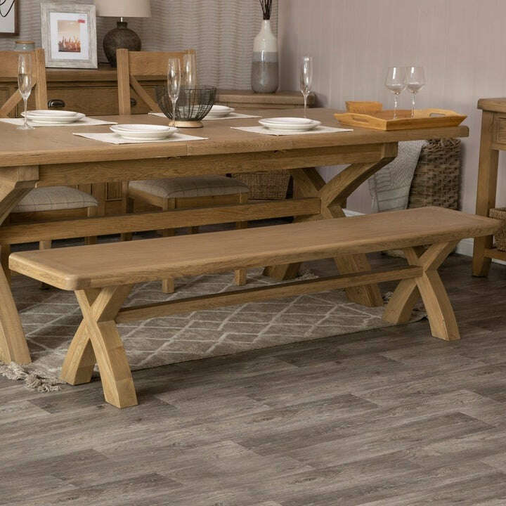 Eaton Country Oak 2.0m Cross Leg Dining Bench